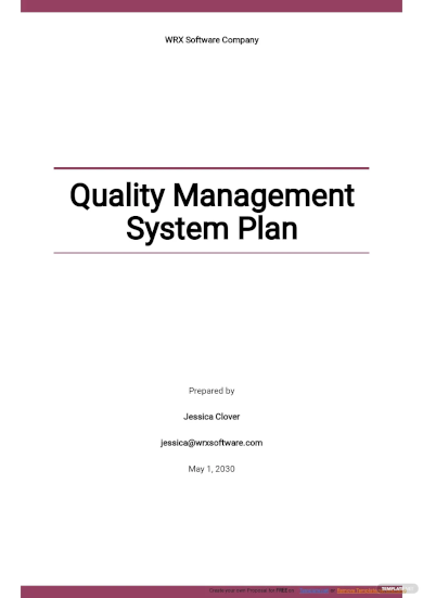 Quality Management System Plan Template