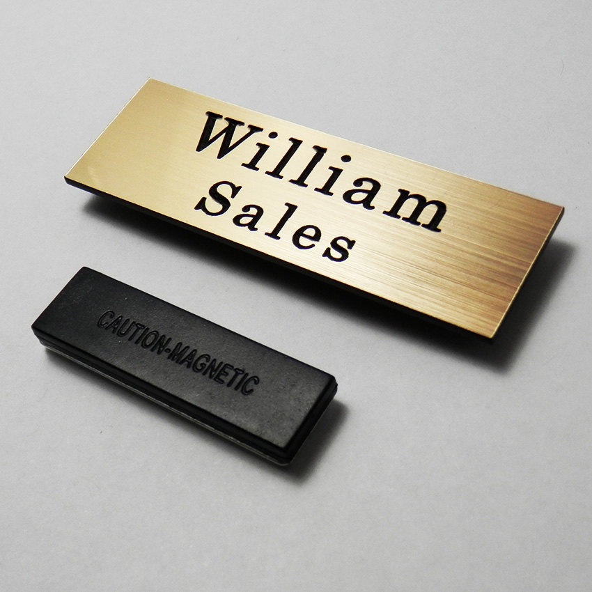 Rectangle Metallic Staff Name Tag Example