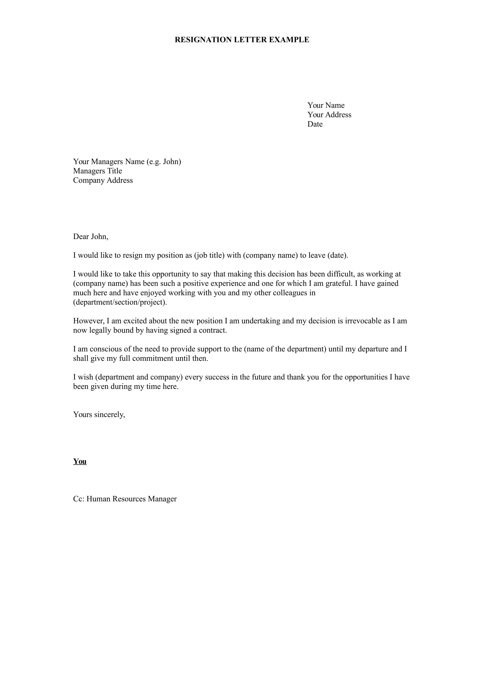 Resignation Letter Template Example1