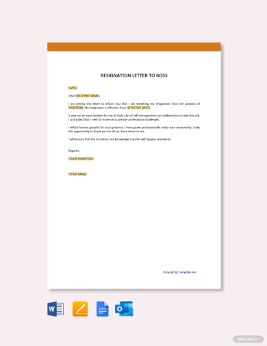 Resignation Letter to Boss Template1