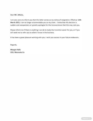 Resignation Letter to Client Template1