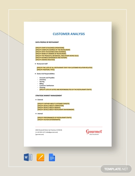 restaurant customer analysis template