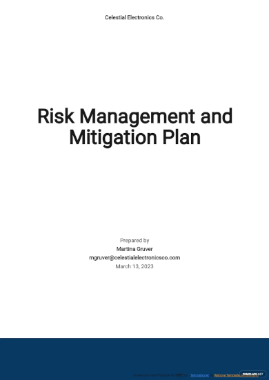 Risk Management And Mitigation Plan Template