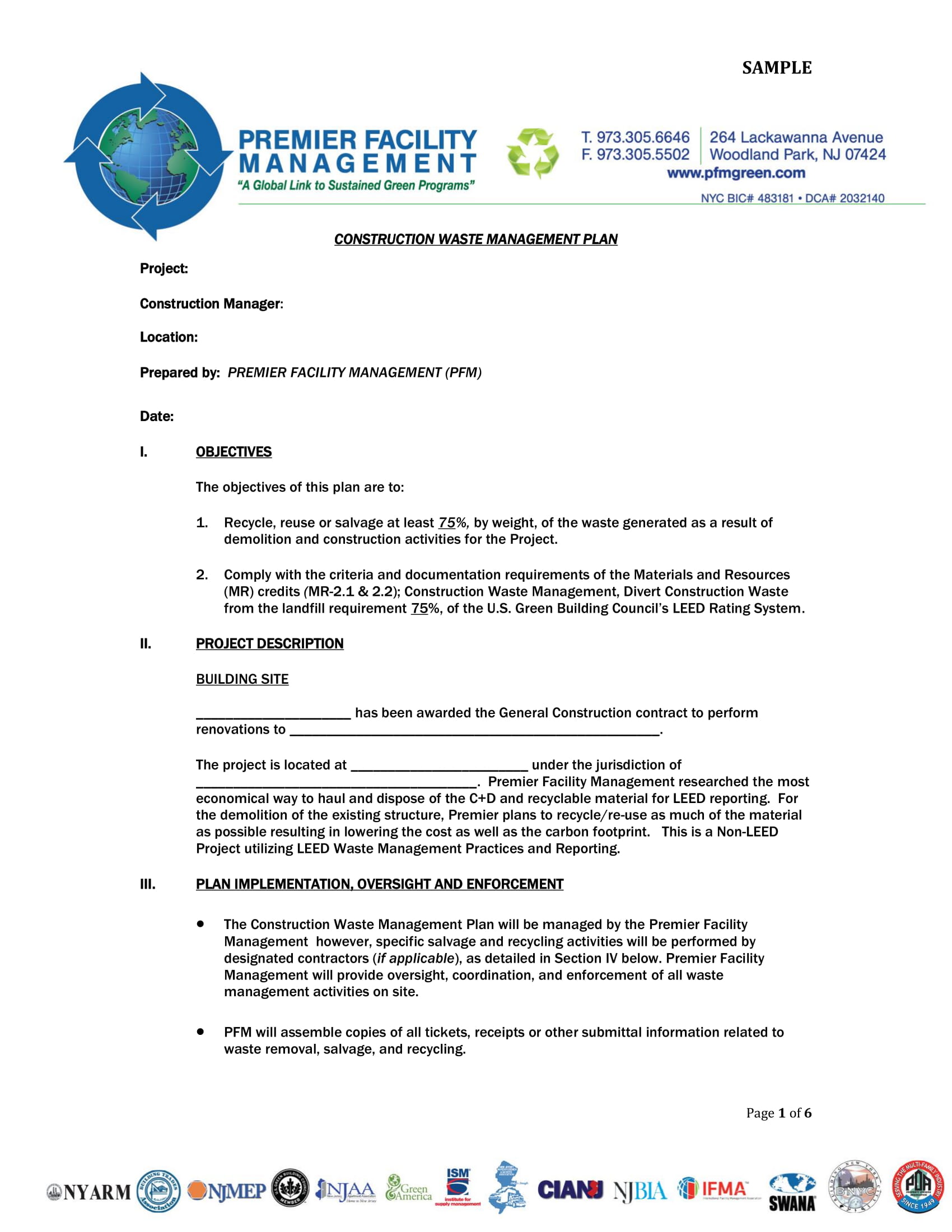 Construction Waste Management Plan Template Pdf