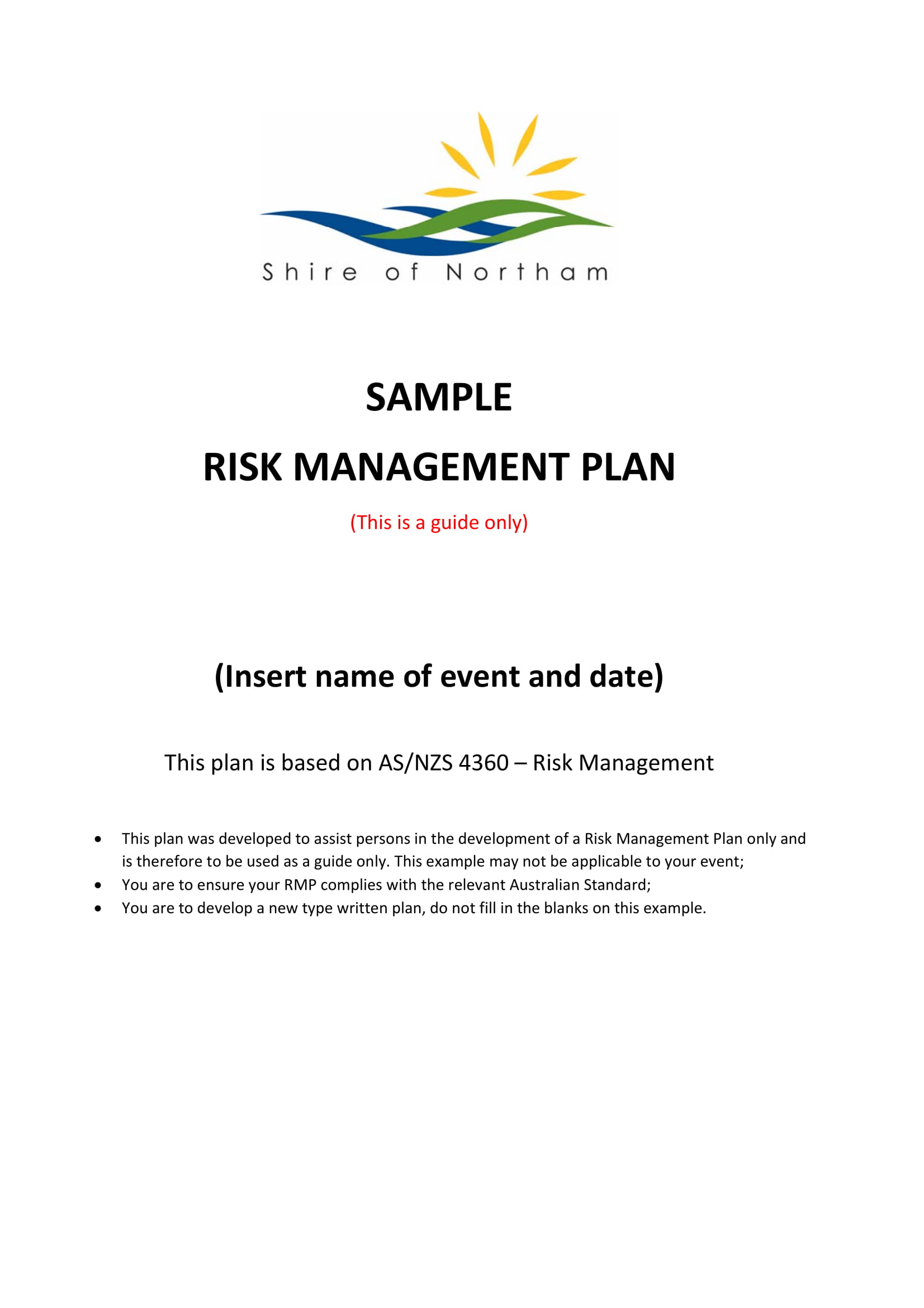 SAMPLE RISK MANAGEMENT PLAN 01