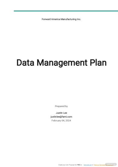 Sample Data Management Plan Template