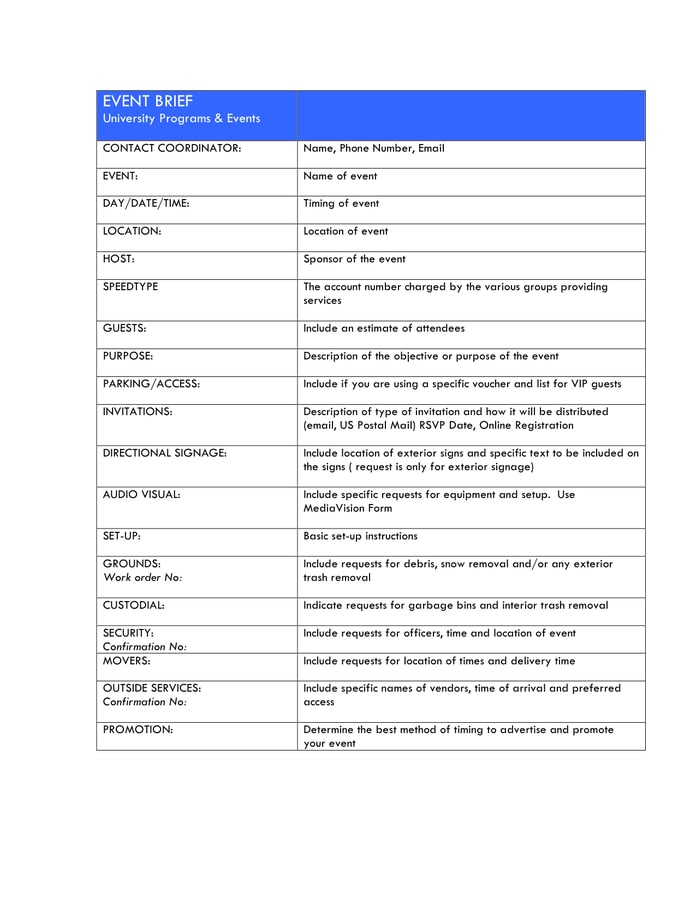 Event Brief Tips Examples Format Pdf Examples