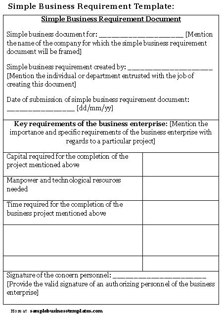 Business Requirement Document Template Simple