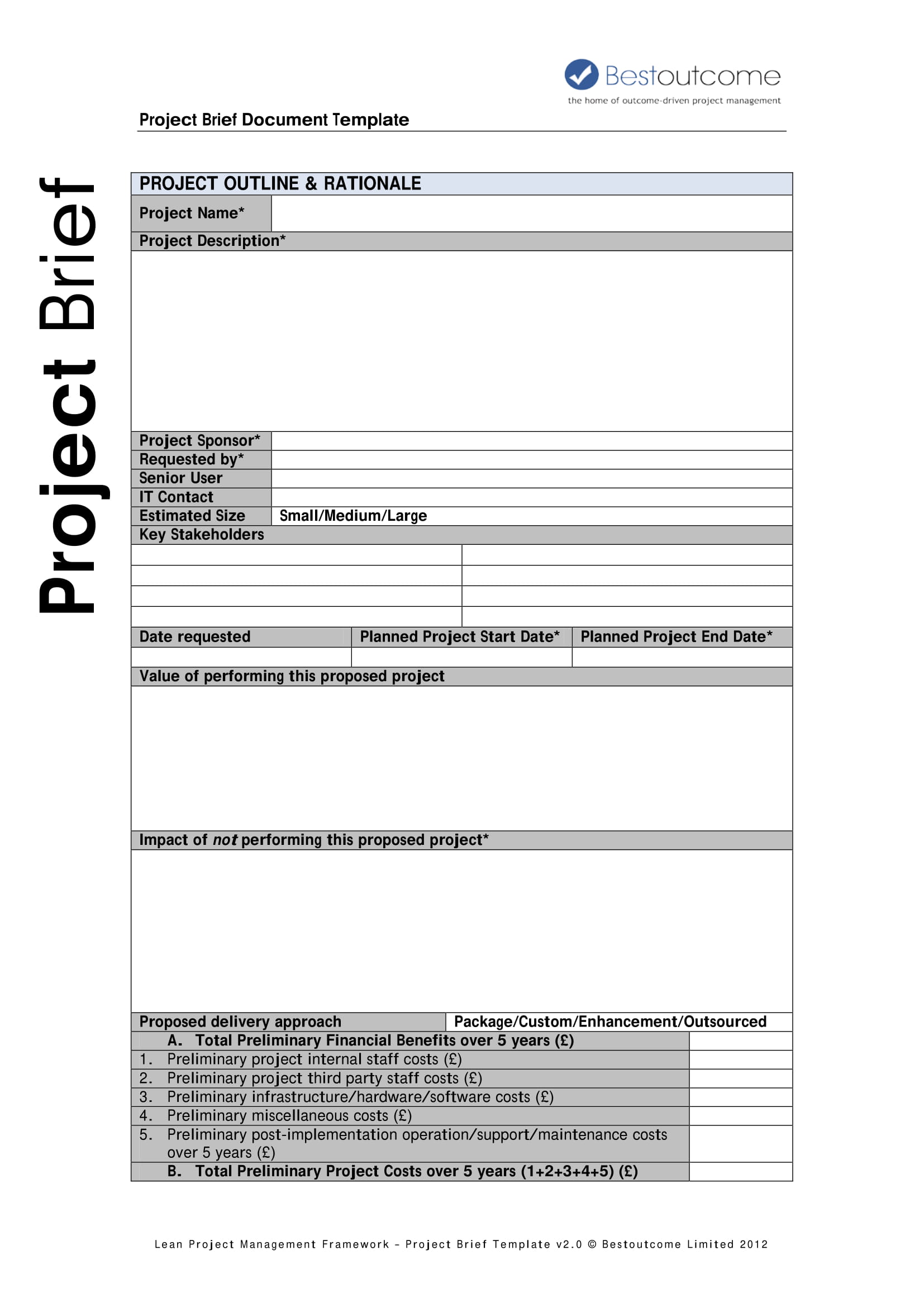 Simple Project Brief Template Example