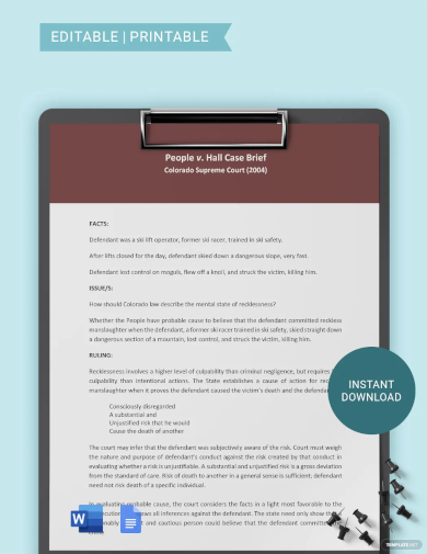 simplified law case brief template