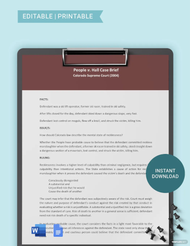 Simplified Law Case Brief Template