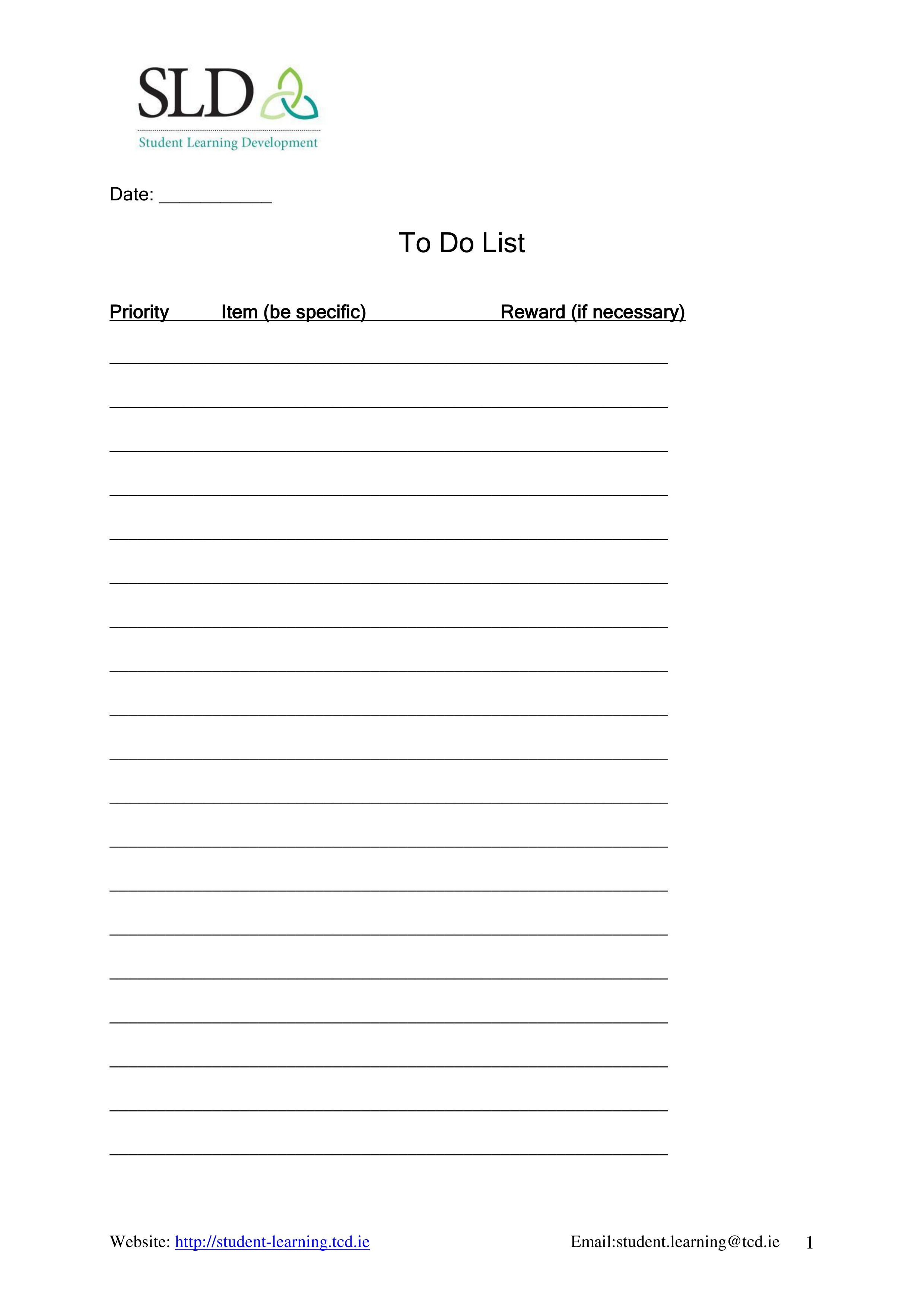 student learning development to do list
