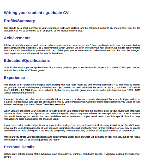 Student Profile Summary 