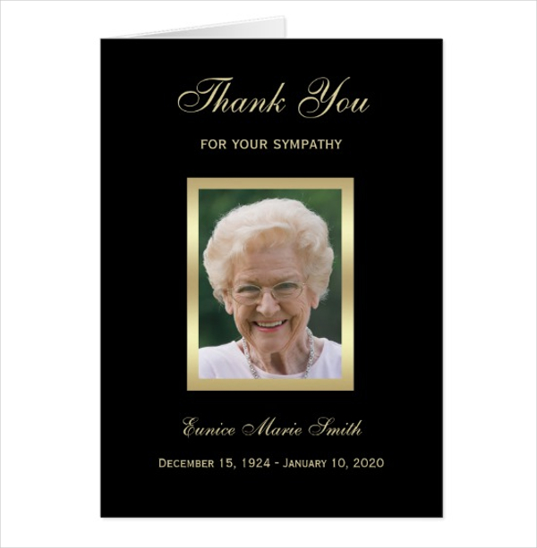 sympathy memorial thank you note card with photo