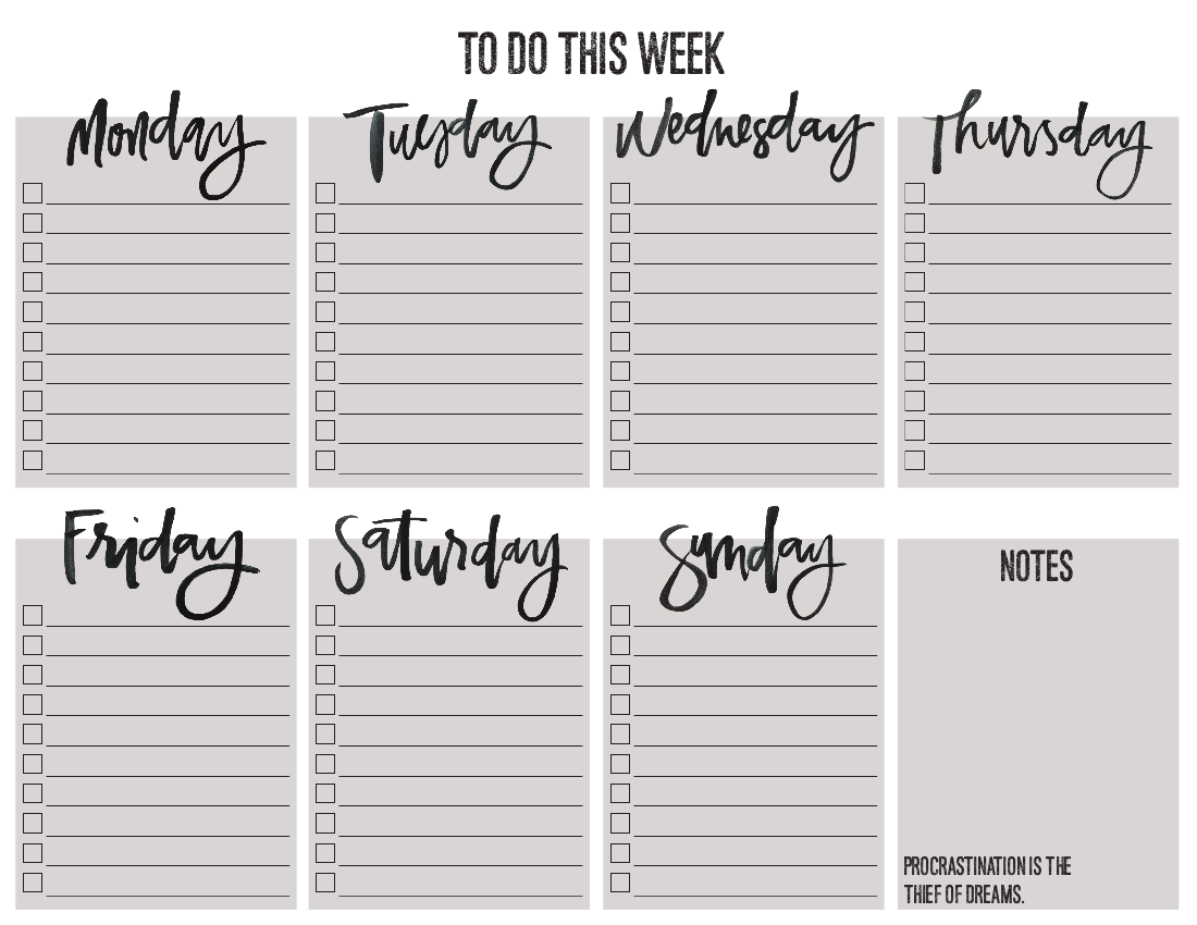 template for weekly to do list example