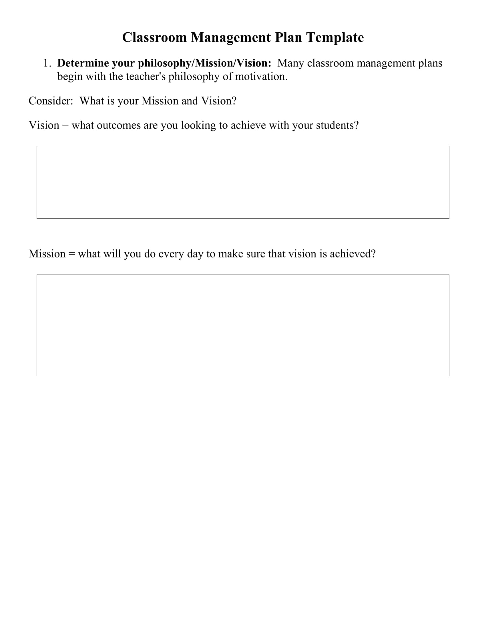 template of classroom management plan example