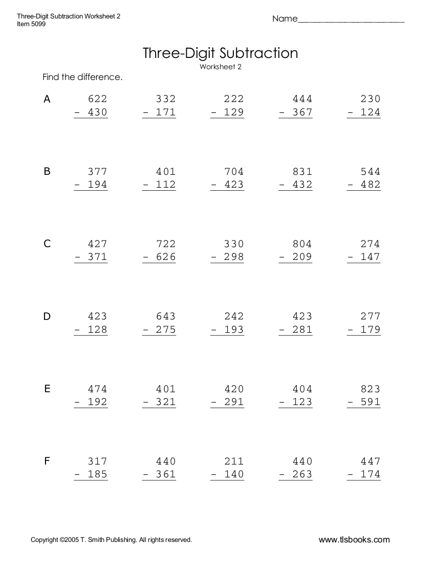 Subtraction Worksheet - 6+ Examples, Format, Pdf