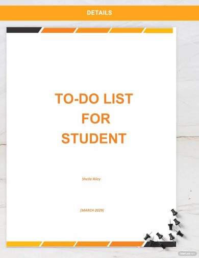 To Do List for Student Template