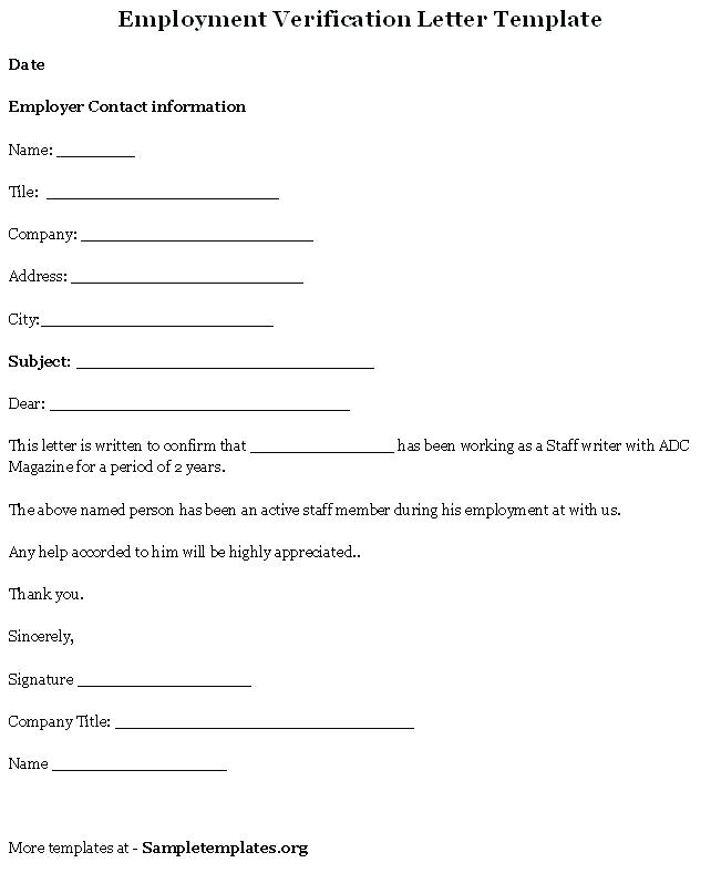 Verification Of Employment Letter 9 Examples Format Sample Examples 9584