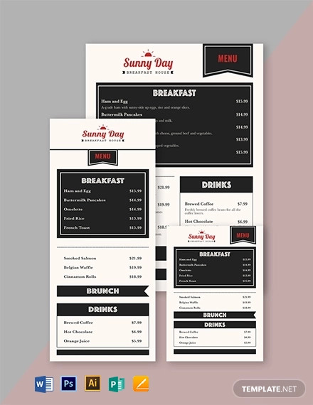 vintage cafe menu template