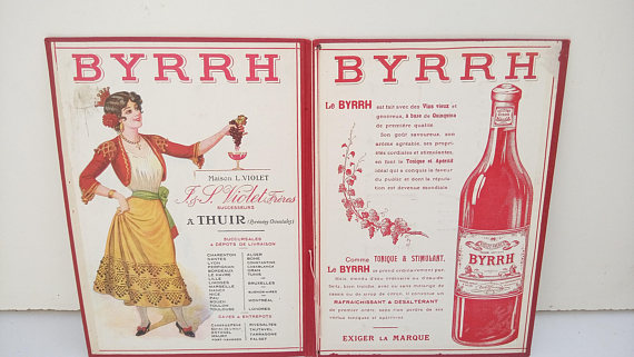 Vintage French Byrrh Wine Menu Example