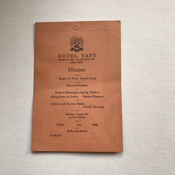 vintage hotel menu design example