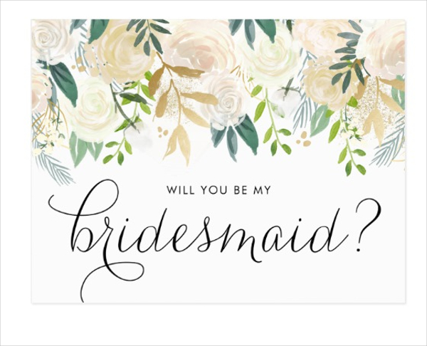watercolor pale peonies will you be my bridesmaid postcard