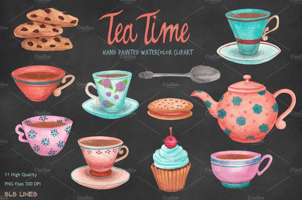 watercolor tea menu example