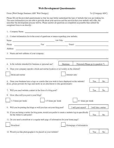 8 Customer Questionnaire Examples PDF Examples 8 Customer Questionnaire Examples PDF Examples