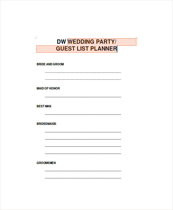 Wedding Guest List Planner