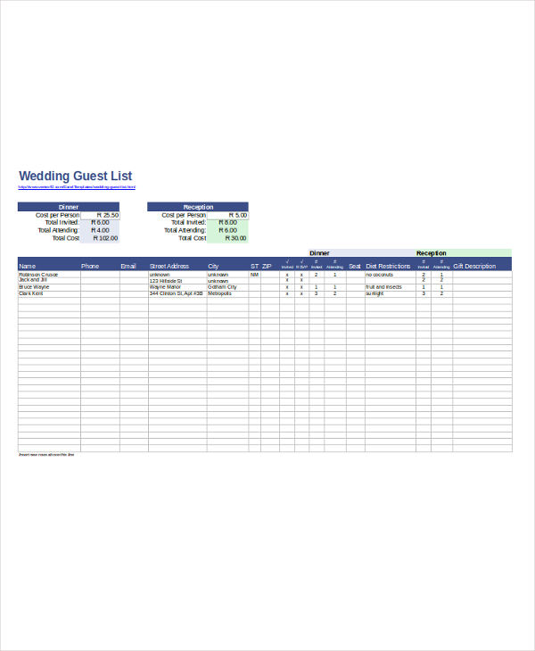 Wedding Guest List Tracker