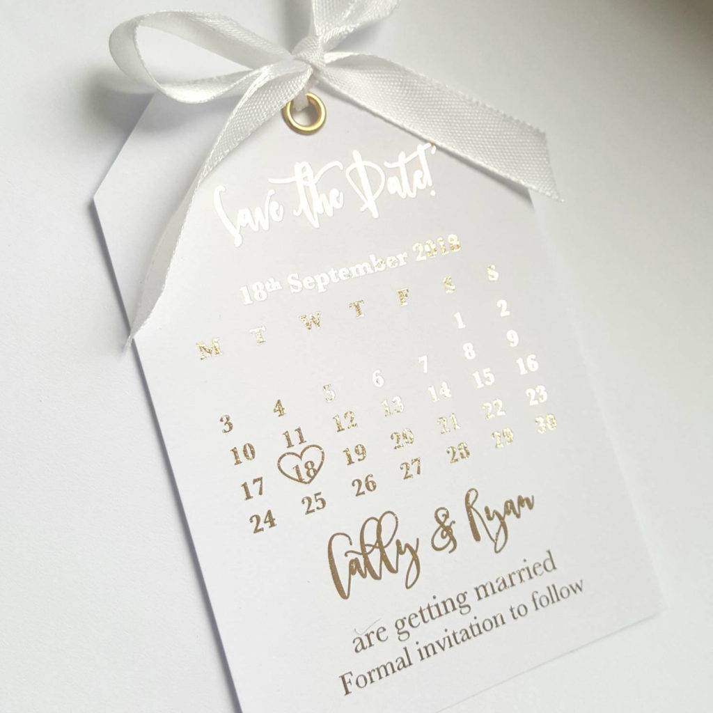 wedding save the date calendar tag example