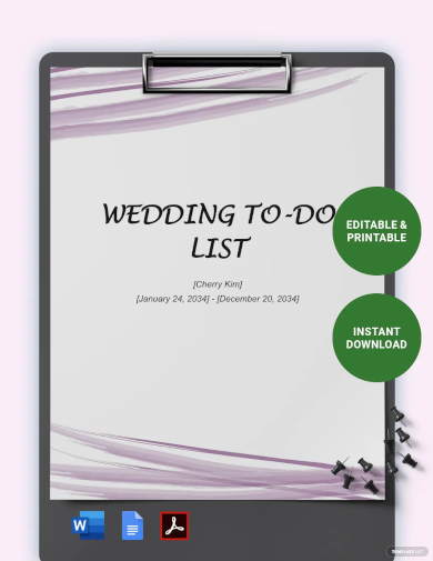 Wedding To Do List Template