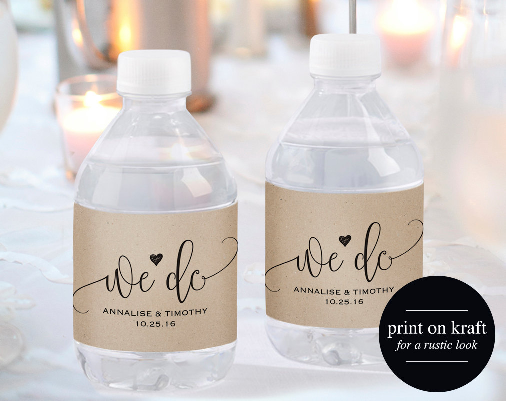 wedding water bottle label example