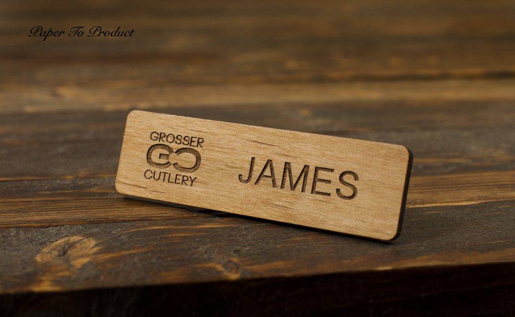 Wooden Laser Cut Name Tag Example