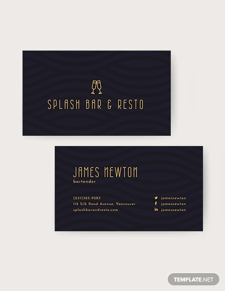 bartender business card