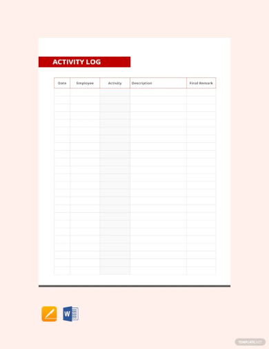 activity log template