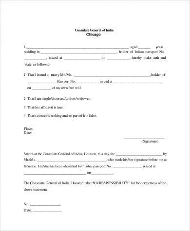 Affidavit of Marriage Example