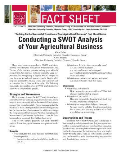 agricultural business swot analysis example