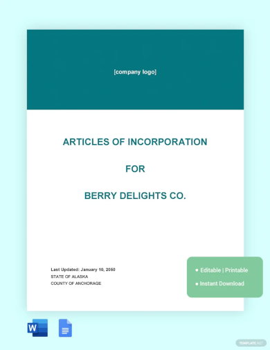 Articles Of Incorporation Worksheet Template