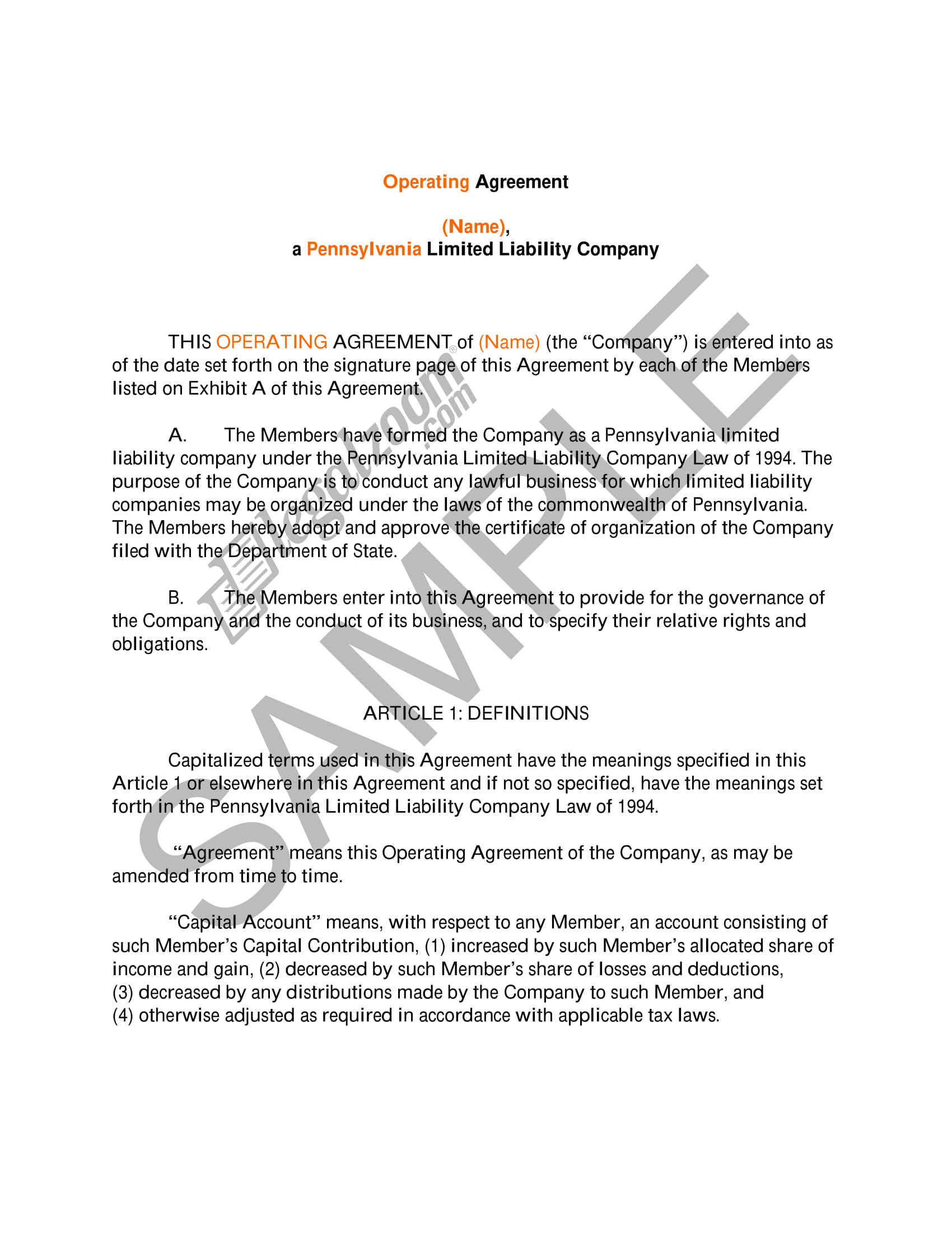 basic operating agreement