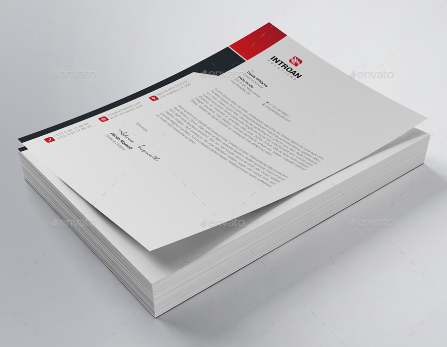 black and red personal letterhead example