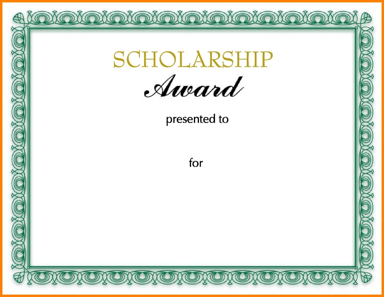 blank scholarship award certificate example