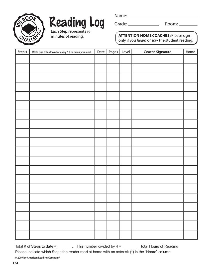 Printable Reading Log 48 Examples Format Pdf