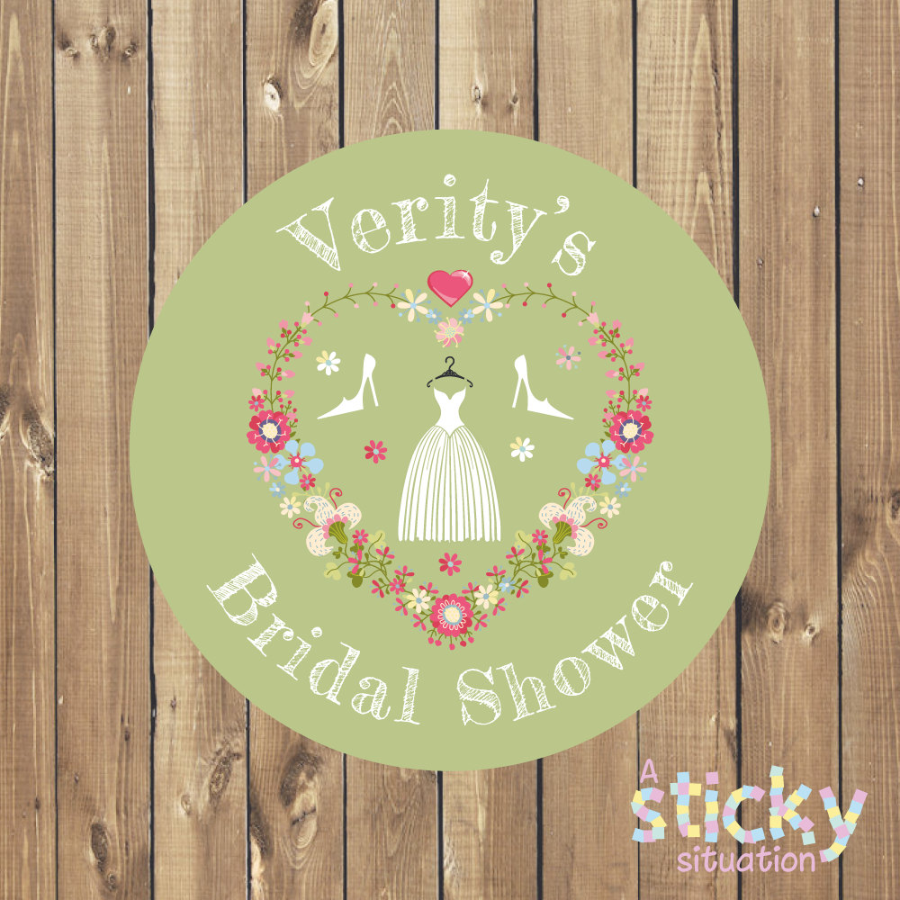 bridal gown bridal shower label example