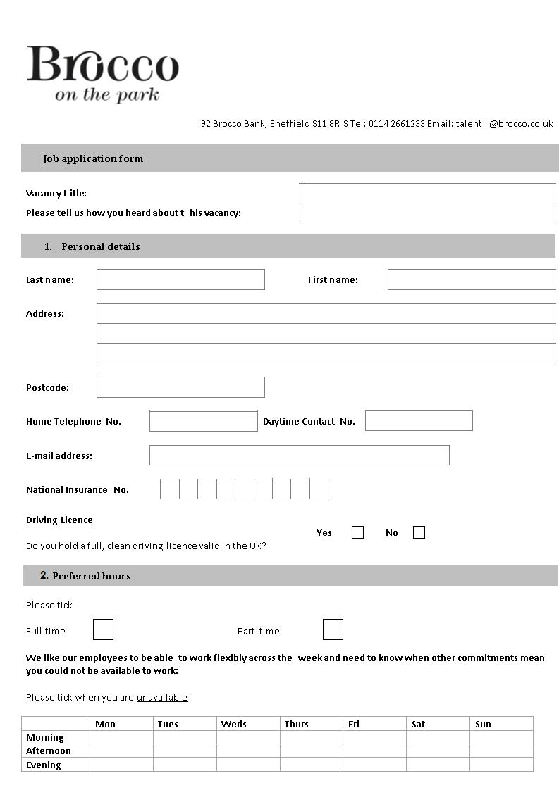 brocco bank job application form example