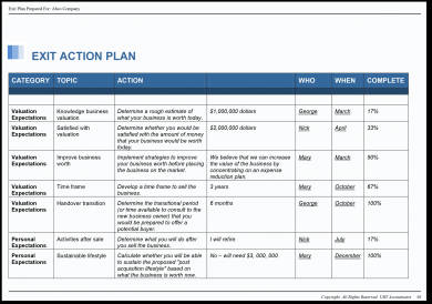business exit action plan example