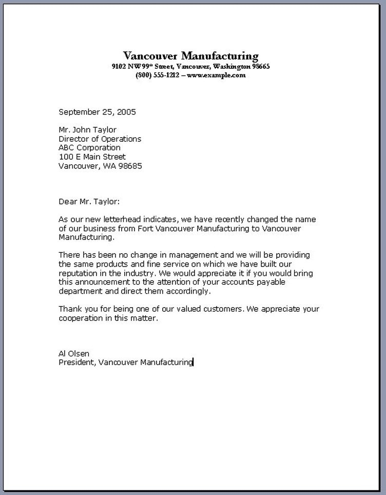 Business Letter Sample