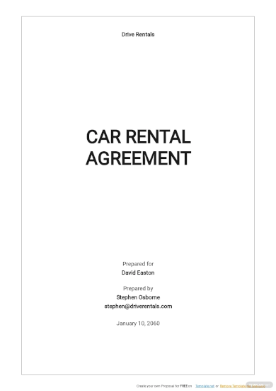 car rental agreement template