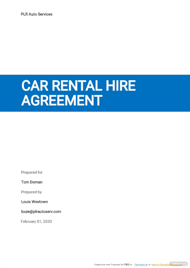 car rental hire agreement template